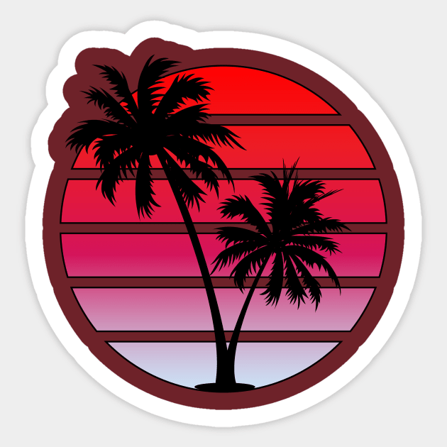 Retrowave Red Sunset Design Sticker by Brobocop